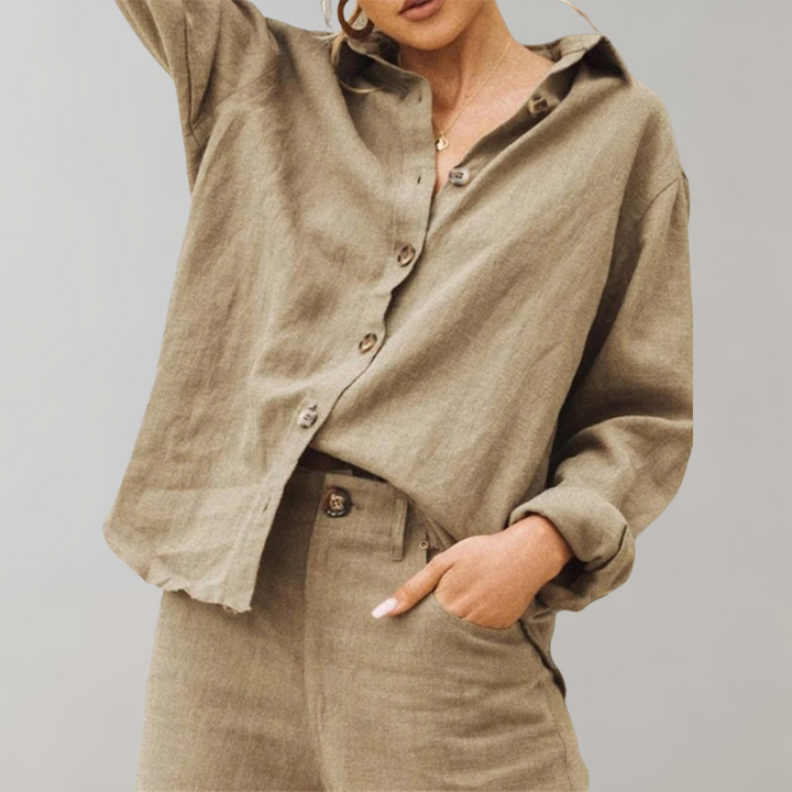 Vintage Linbluse for Kvinner
