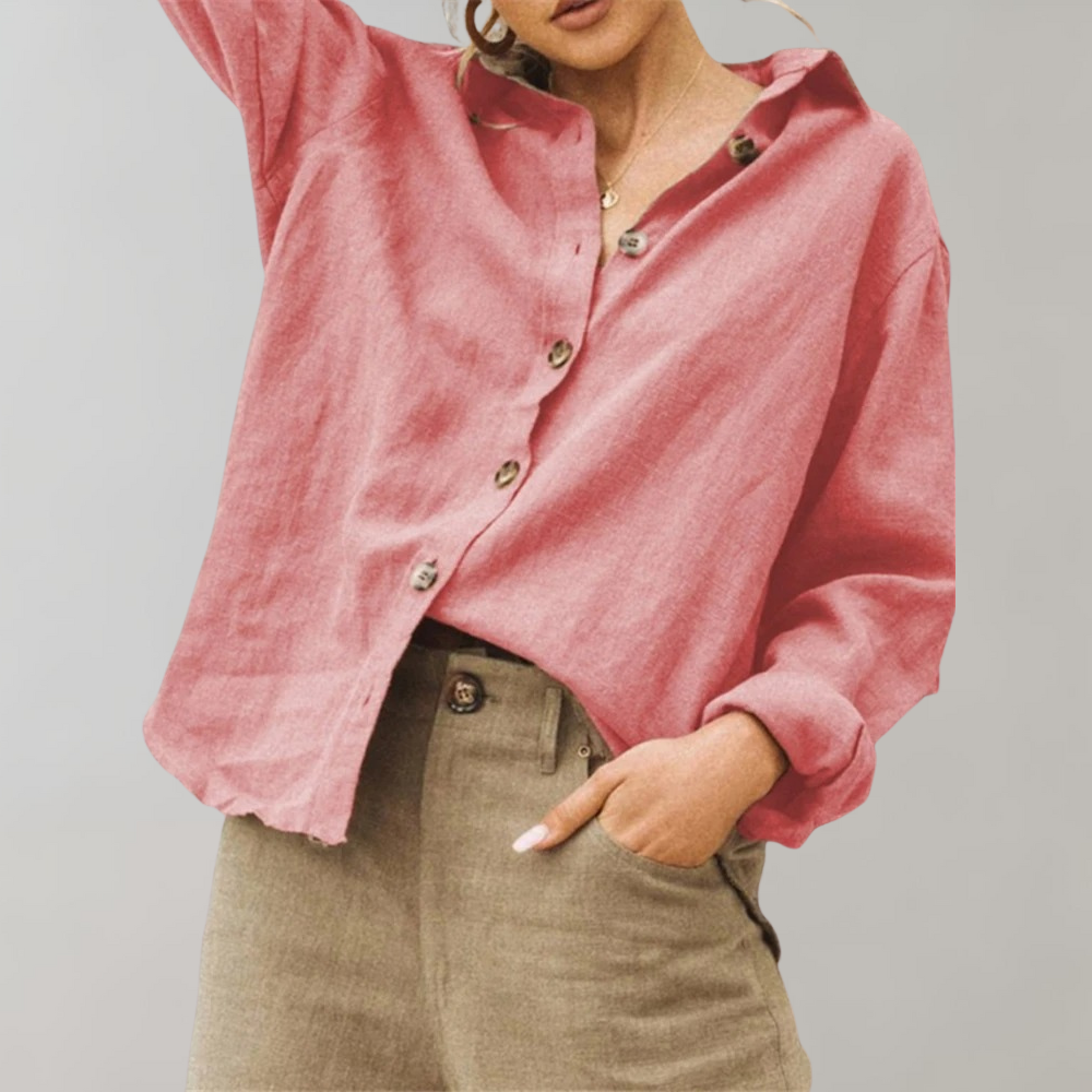 Vintage Linbluse for Kvinner