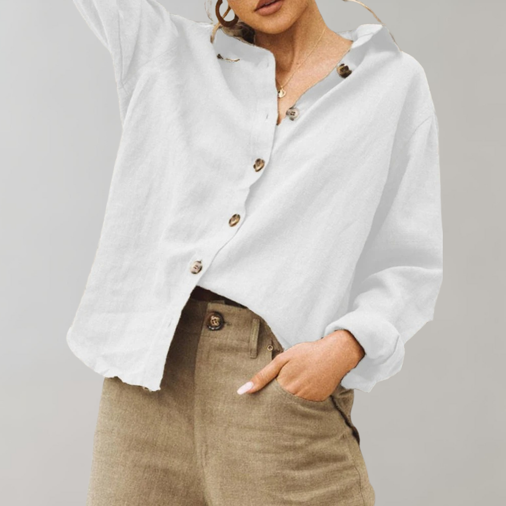 Vintage Linbluse for Kvinner