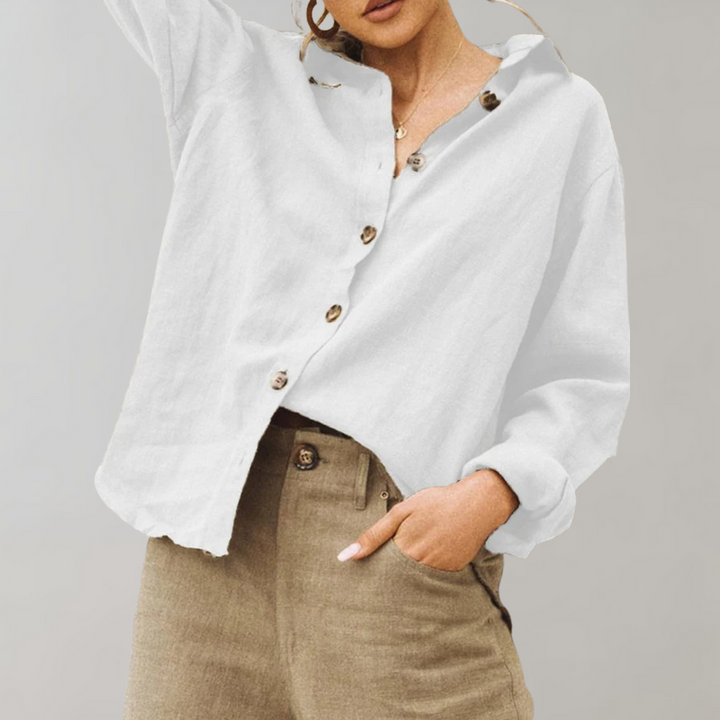 Vintage Linbluse for Kvinner