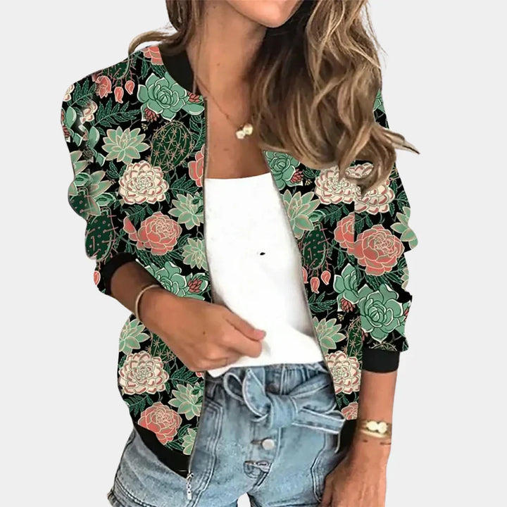 Trendy Trykt Jakke med Blomsterdesign