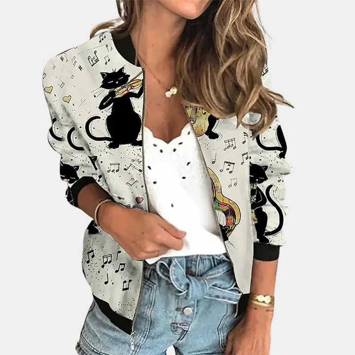 Trendy Trykt Jakke med Blomsterdesign