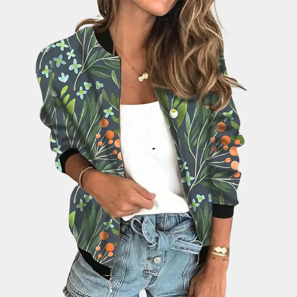 Trendy Trykt Jakke med Blomsterdesign