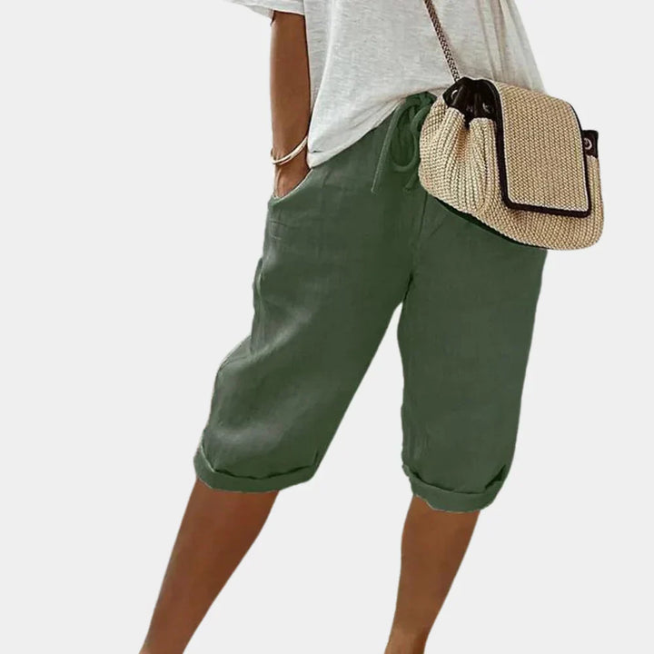 Komfortable Lin-Blanding Kvinners Shorts