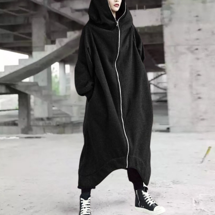 Oversized Kvinners Frakk med Hette og Glidelås – Cozy Eleganse for Alle Sesonger