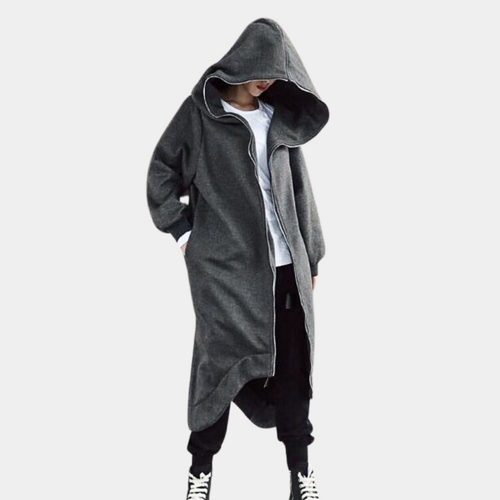 Oversized Kvinners Frakk med Hette og Glidelås – Cozy Eleganse for Alle Sesonger
