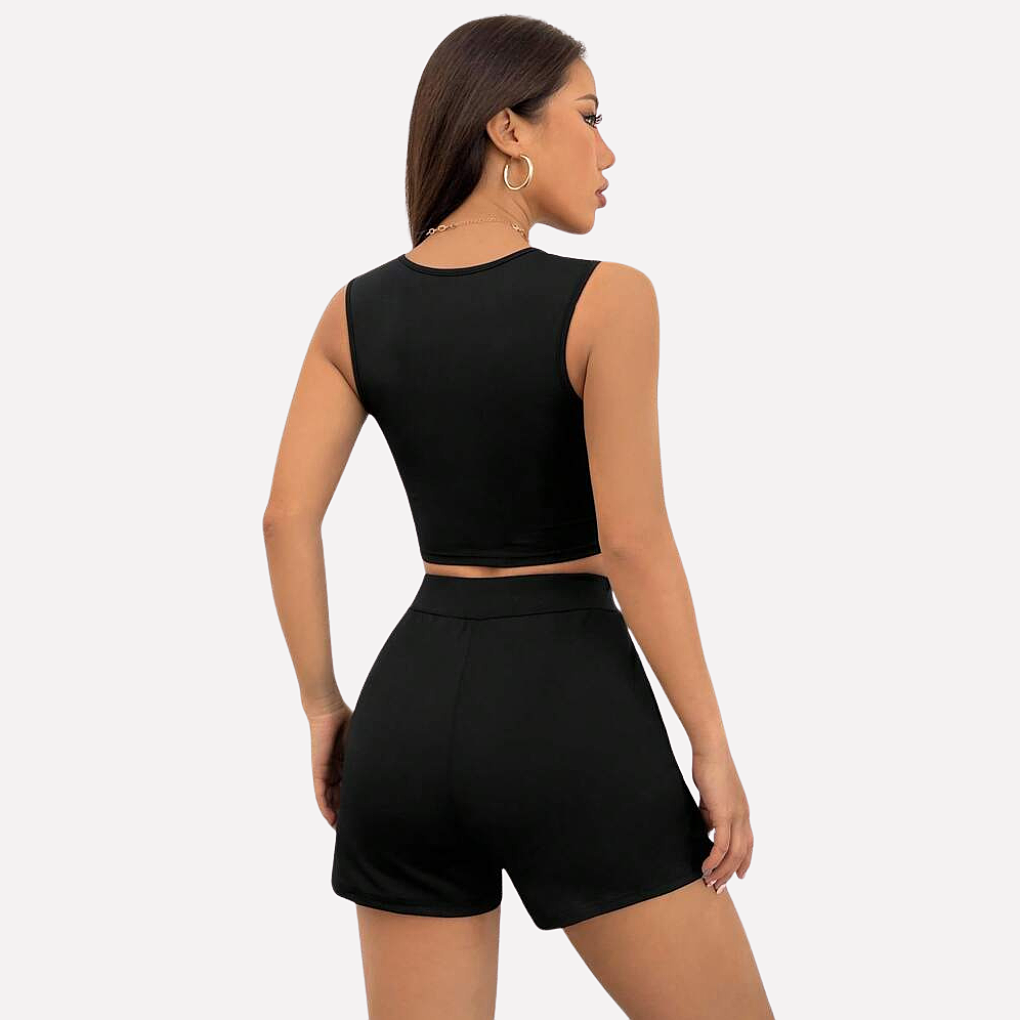 Kvinners Skjorte Vest og Splitt Skort Sett