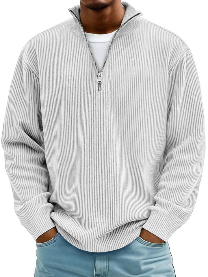 Half-zip-genser med løs passform og slitesterk strikk