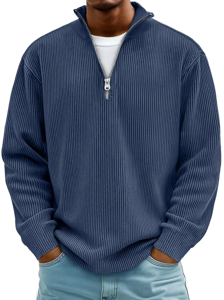 Half-zip-genser med løs passform og slitesterk strikk