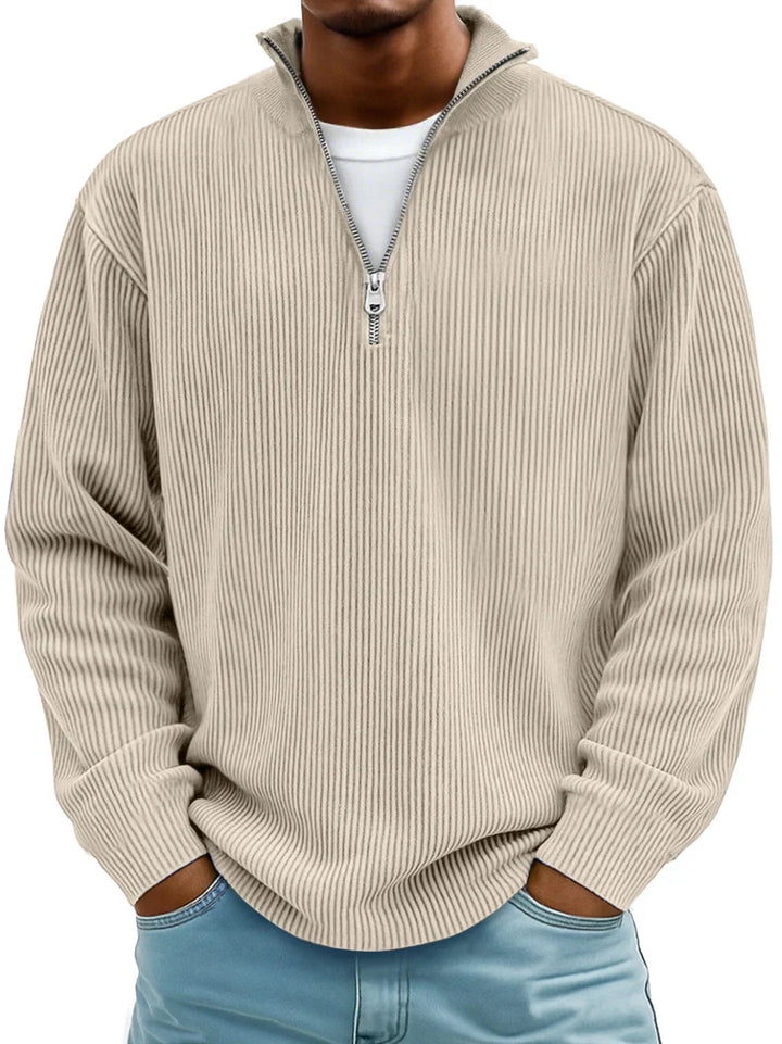 Half-zip-genser med løs passform og slitesterk strikk