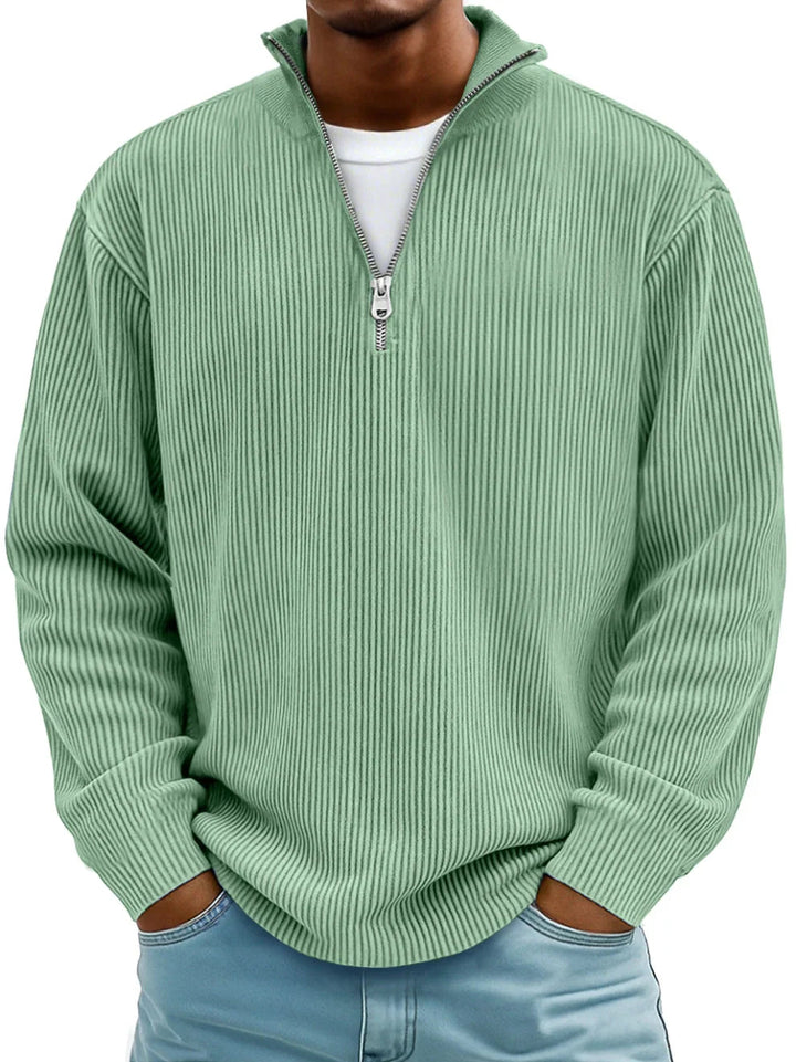 Half-zip-genser med løs passform og slitesterk strikk