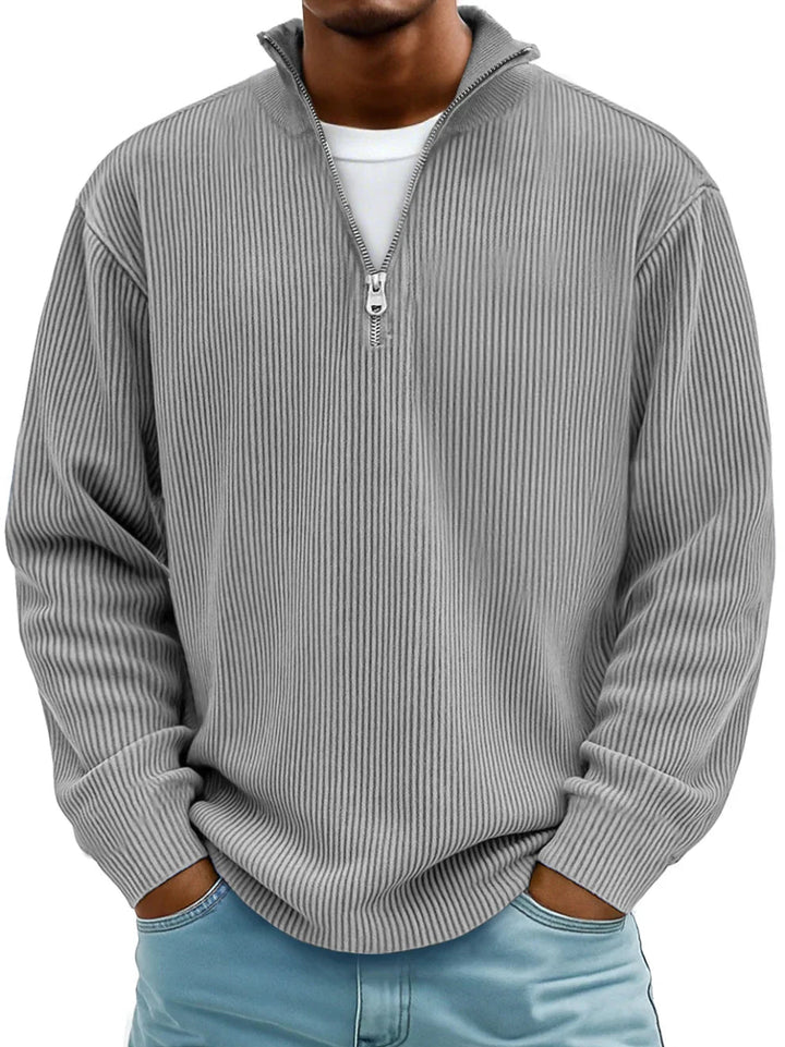 Half-zip-genser med løs passform og slitesterk strikk