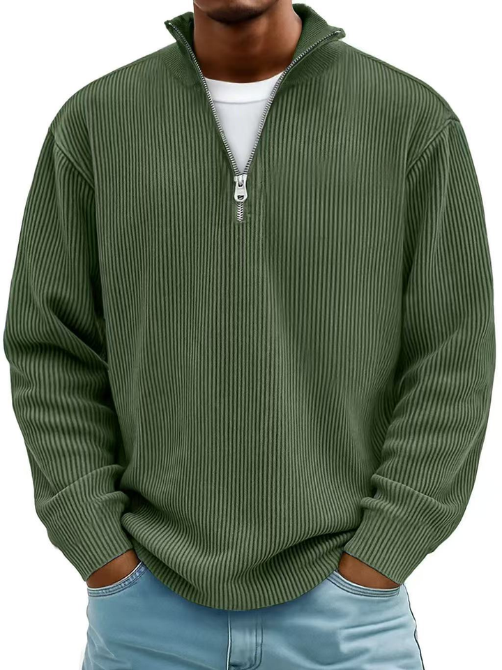 Half-zip-genser med løs passform og slitesterk strikk