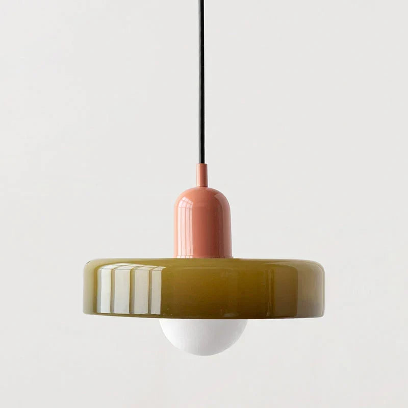 Bauhaus pendellampe i fargeglass