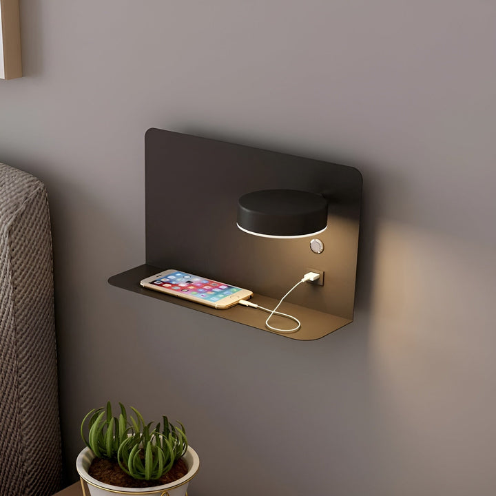 LED-vegglampe med USB-lader og bryter - GlowPort