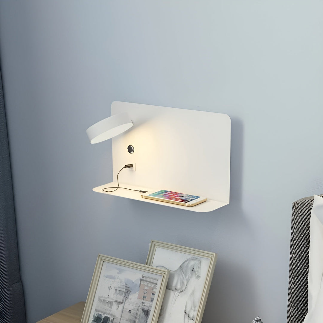 LED-vegglampe med USB-lader og bryter - GlowPort