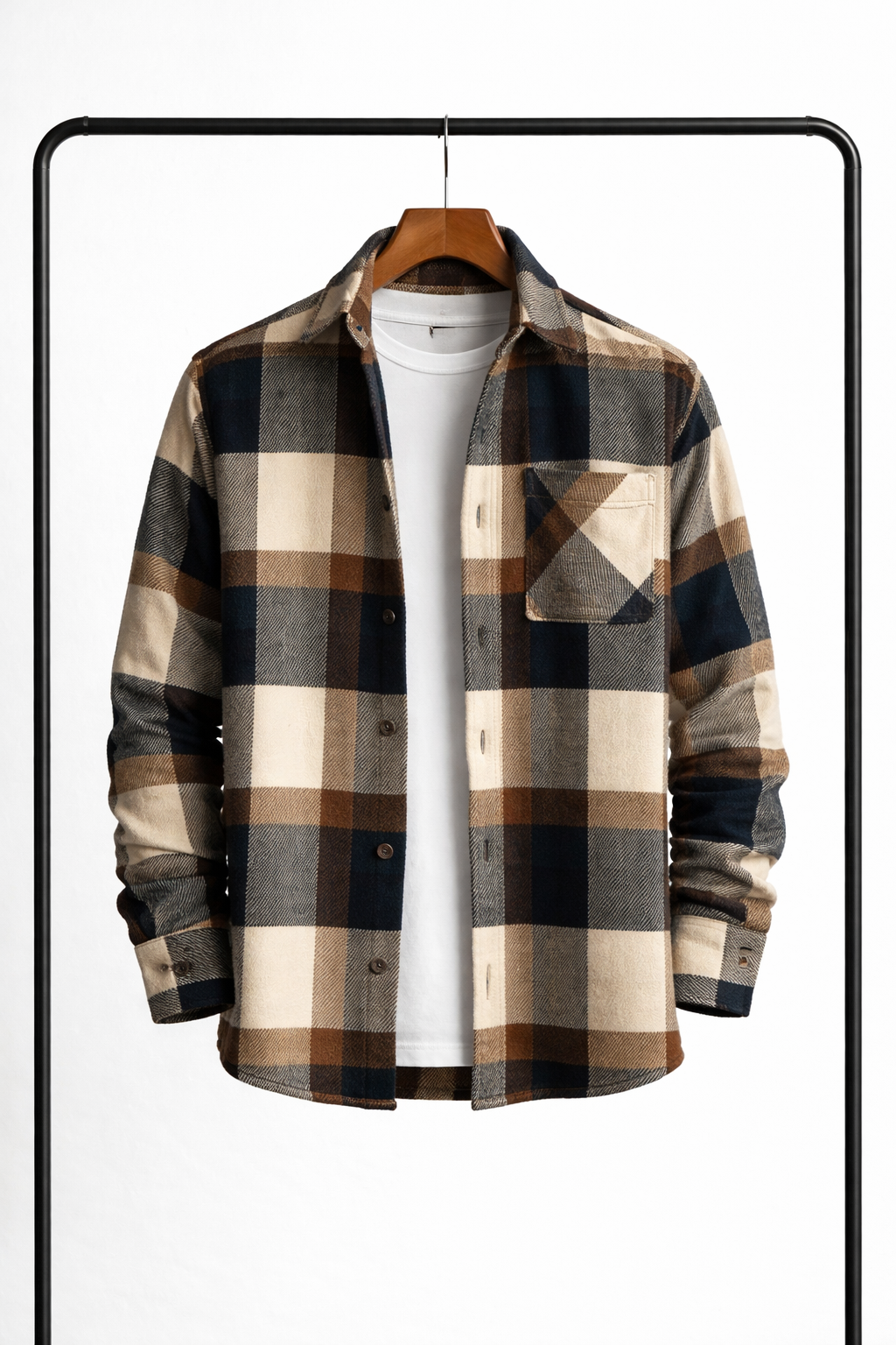 Klassisk rutete overshirt for menn – varm, behagelig skjortejakke som mellomlag