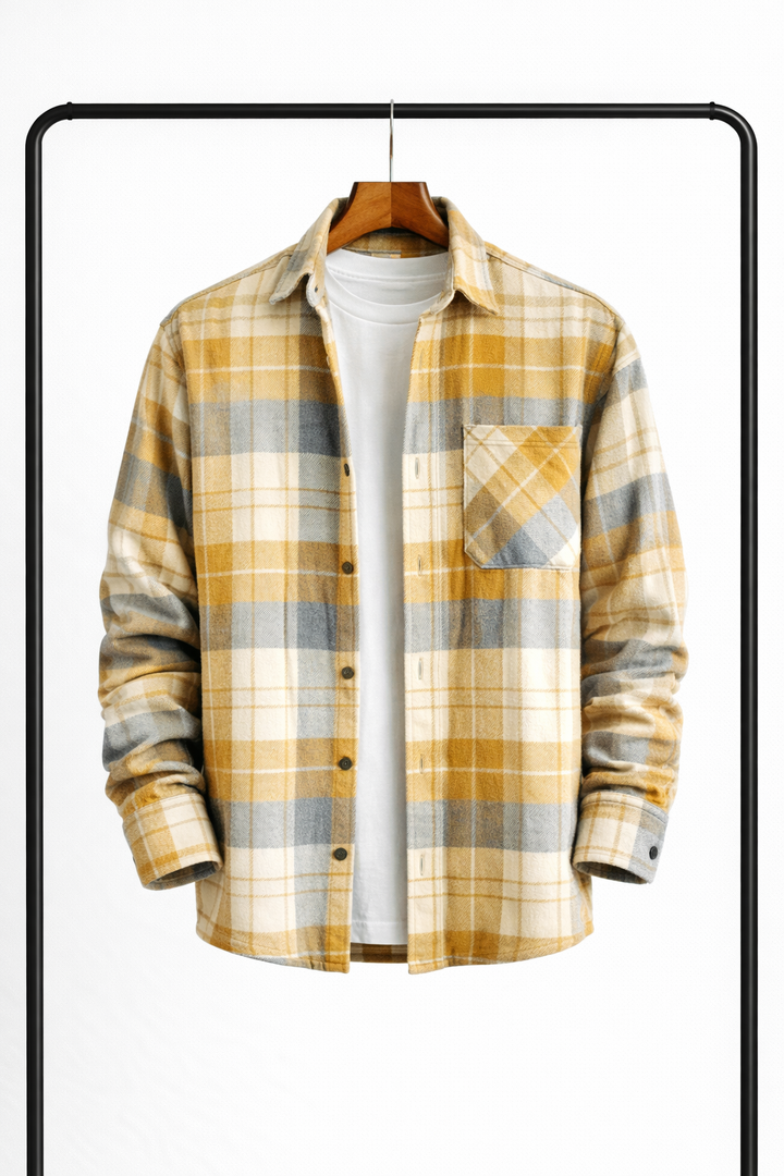 Klassisk rutete overshirt for menn – varm, behagelig skjortejakke som mellomlag