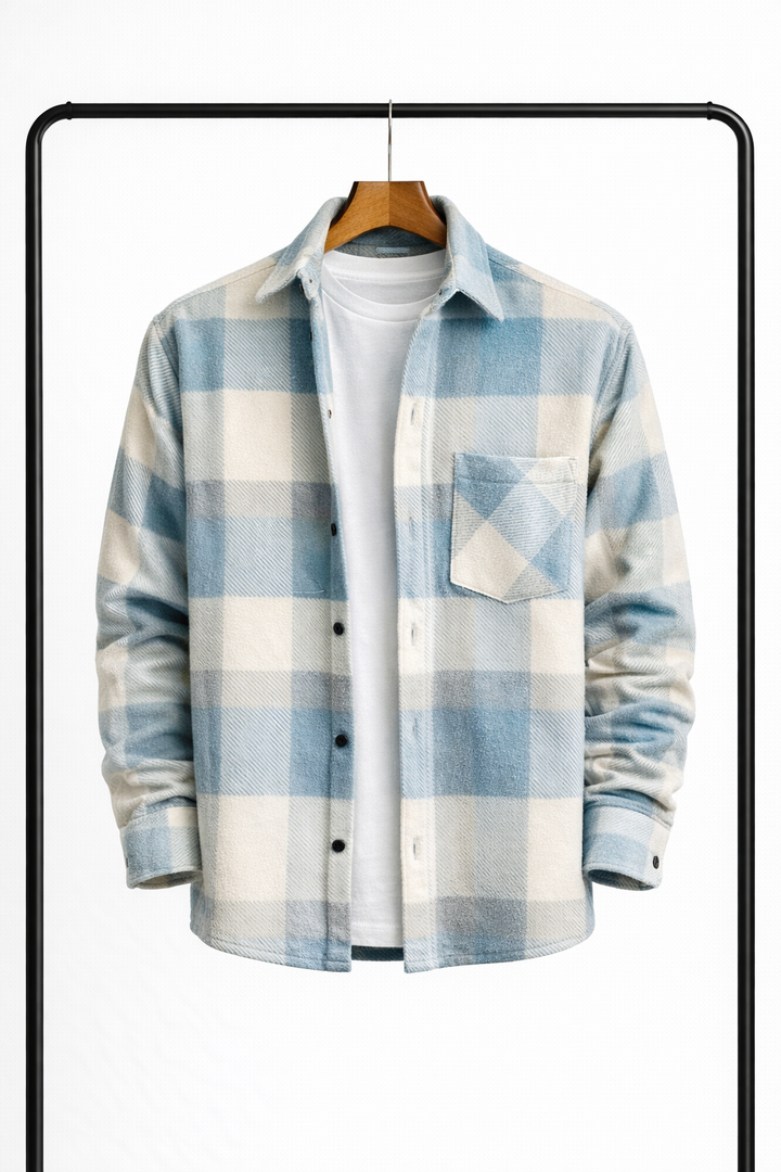Klassisk rutete overshirt for menn – varm, behagelig skjortejakke som mellomlag