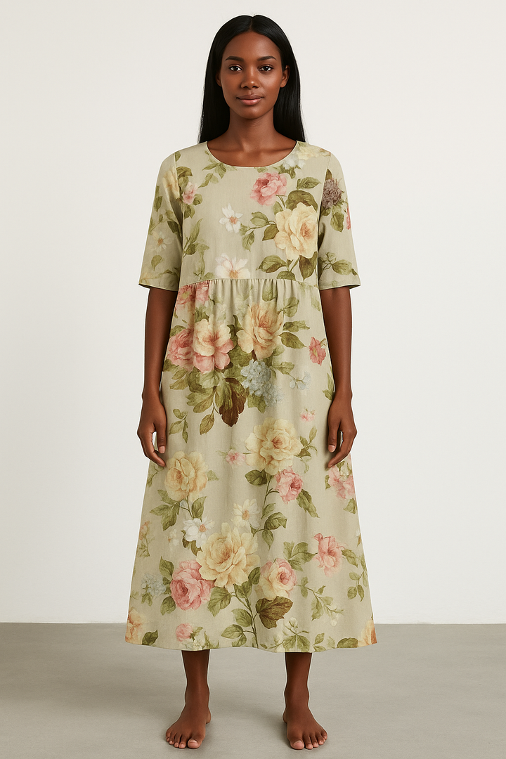 Kvinners Khaki Midi Kjole