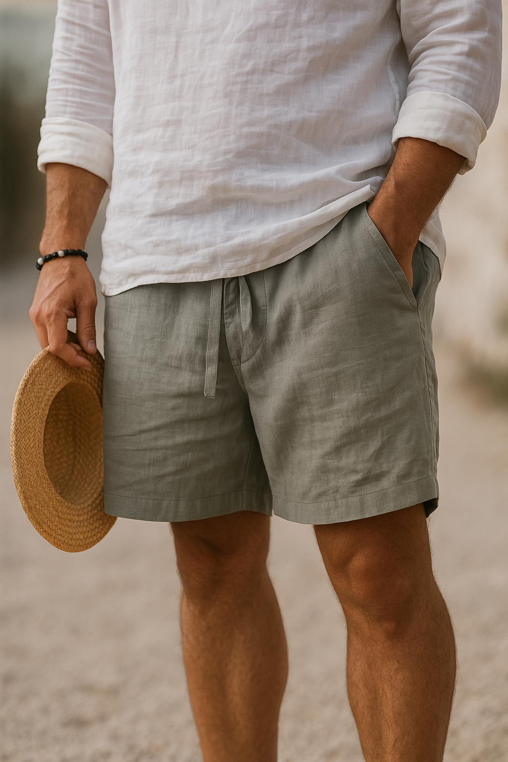Lorenzo shorts for menn i bomull og lin – lette og pustende