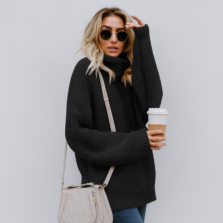 Luksus Strikket Halsen Sweater for Kvinner