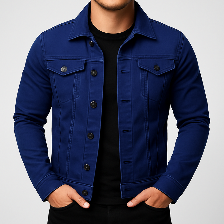 Menns Casual Solid Denim Jakke