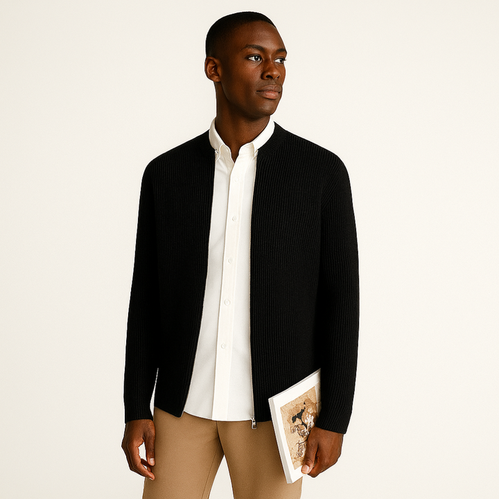 Herre Casual Zipper Strikket Cardigan