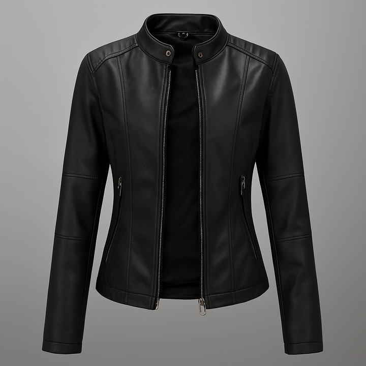 Kvinners Fitted Rød Lær Moto Jakke