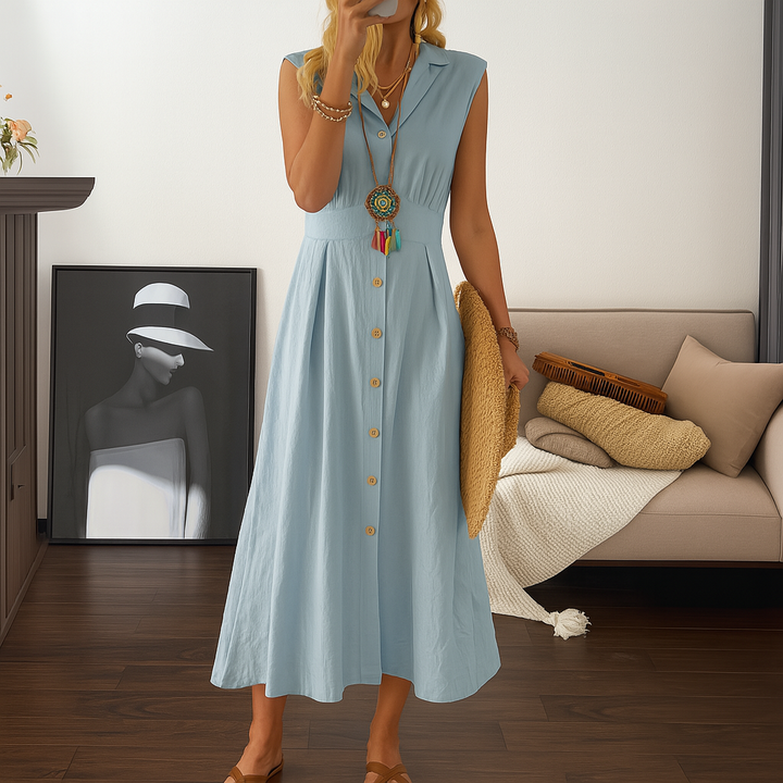 Flowy A-linje Knapp Ned Maxikjole