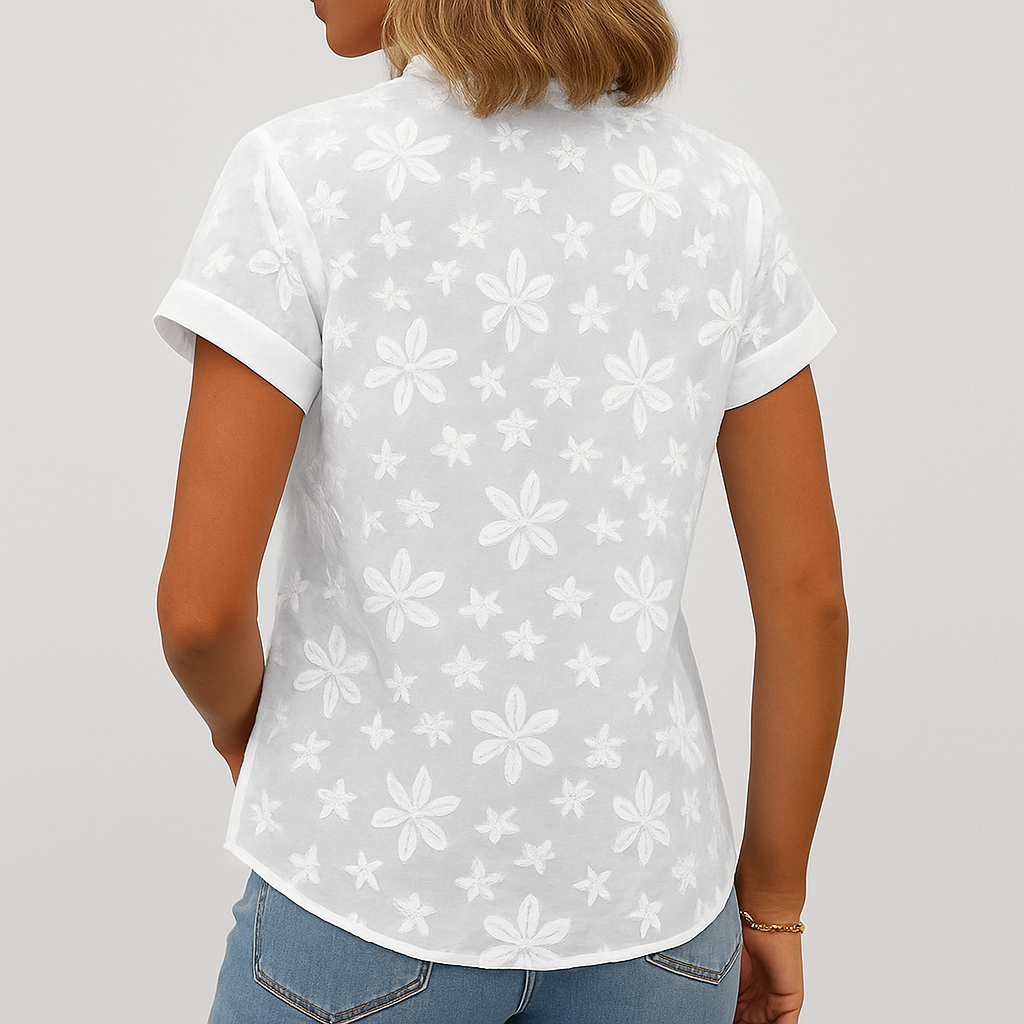 Kvinners Kortermet Blomstret Bluse