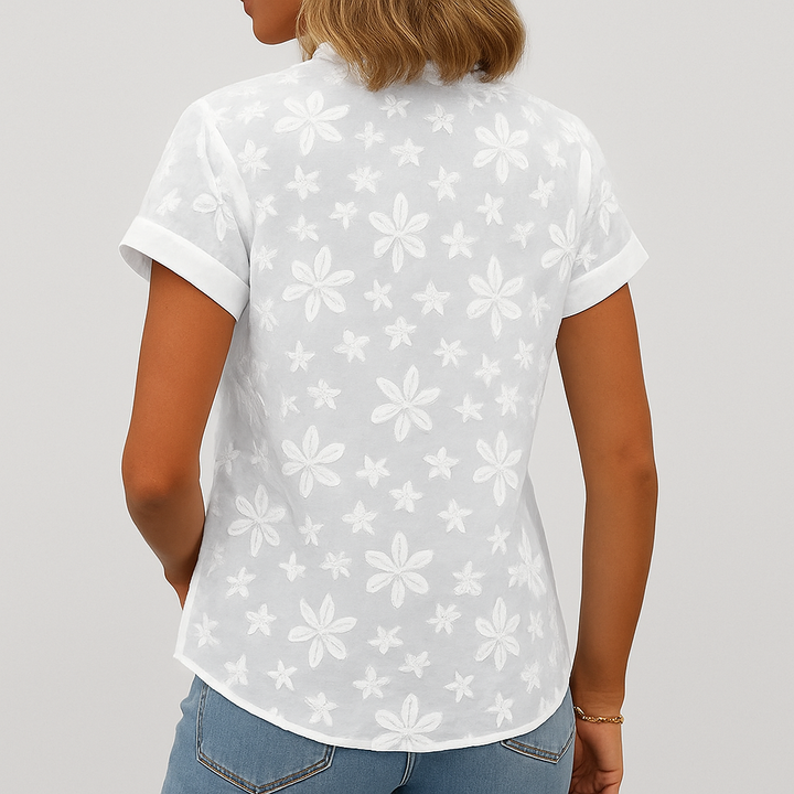 Kvinners Kortermet Blomstret Bluse