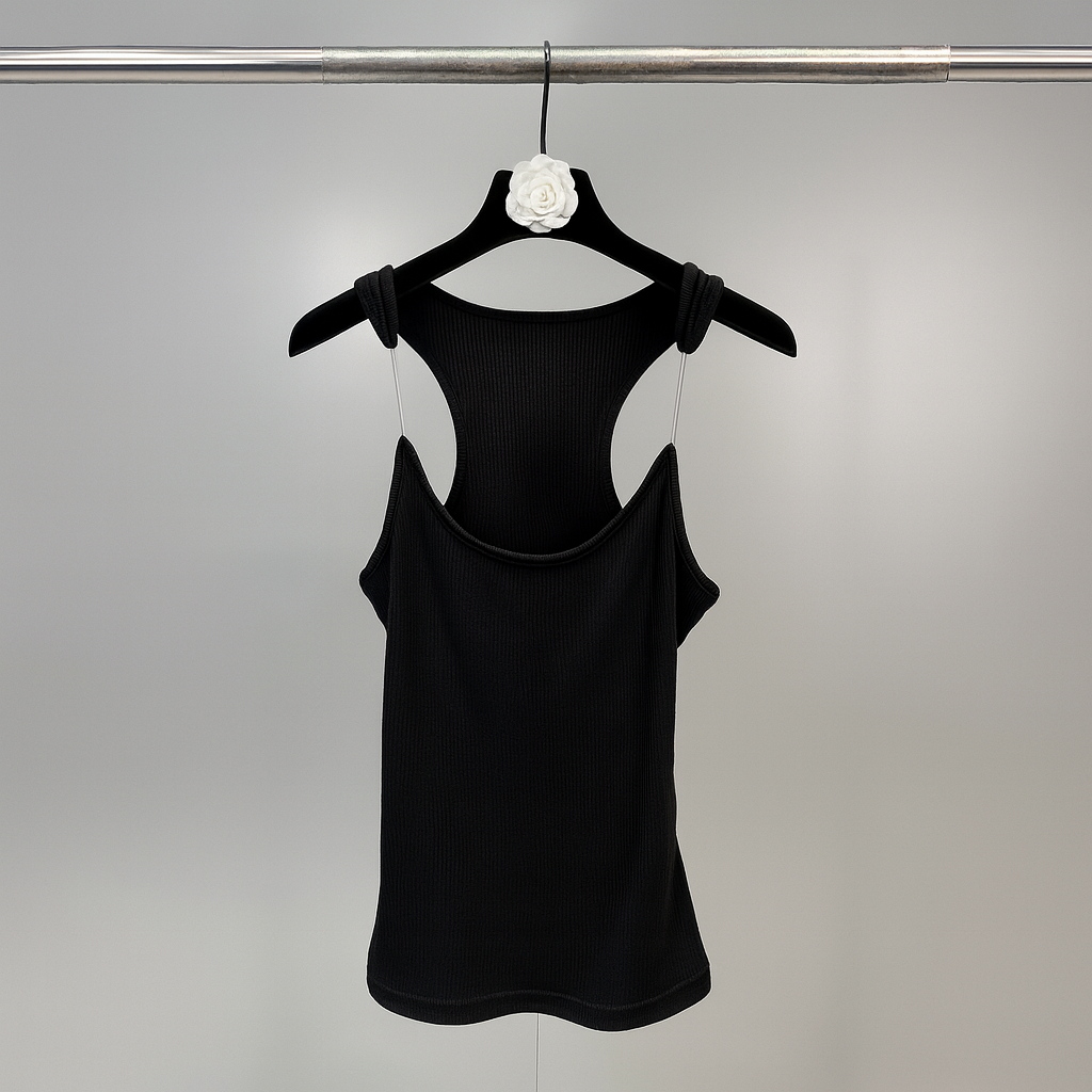 Kvinne Usynlig Stropp Ribbet Tank Top