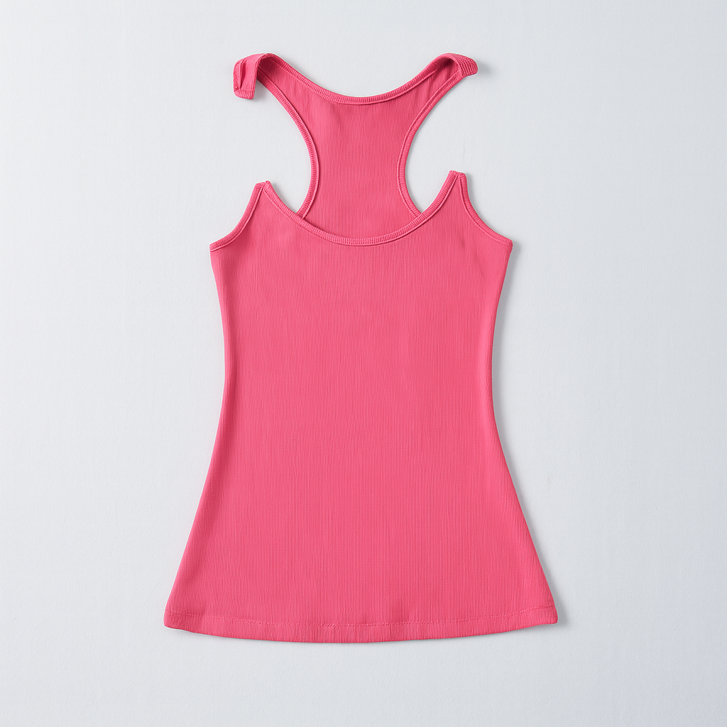 Kvinne Usynlig Stropp Ribbet Tank Top