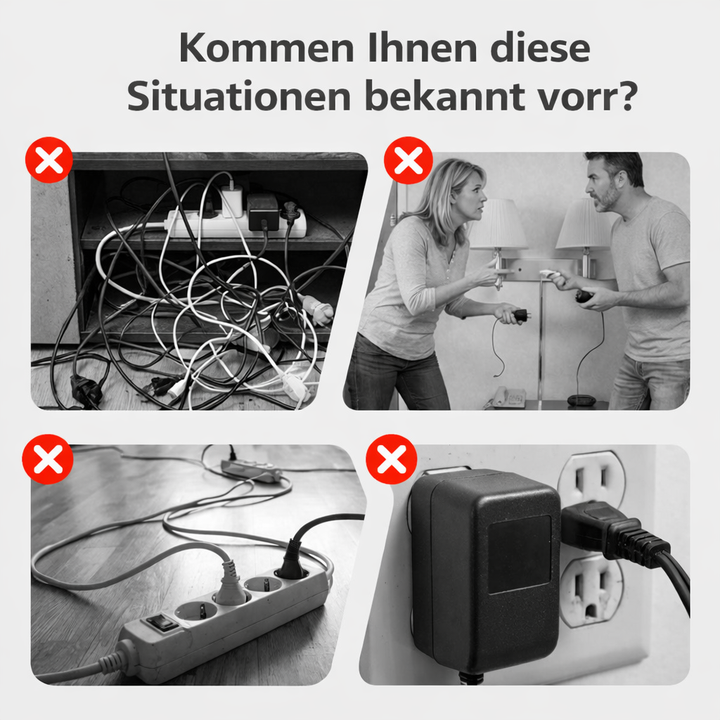 Stikkontaktlist med USB og brytere | Flerveis stikkontakt med overspenningsvern 2500 W
