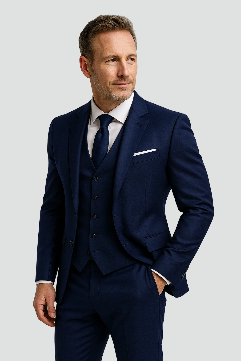 Miesten slim fit -muodollinen kolmiosainen puku liivillä
