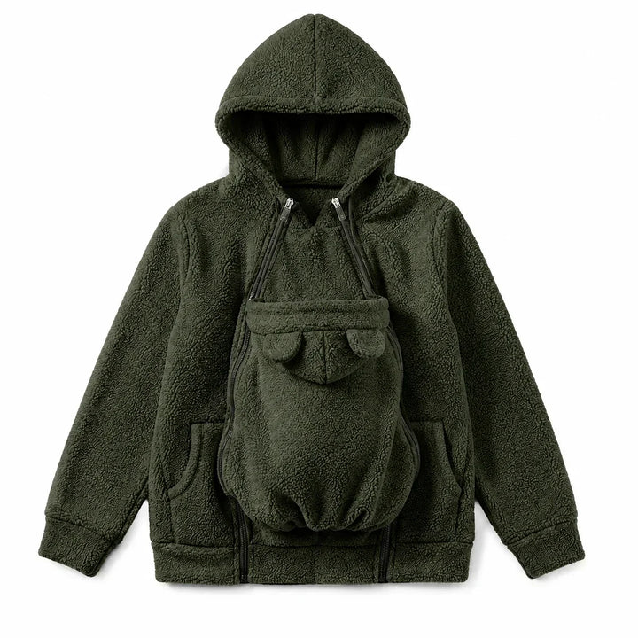 Myk fleece-hettegenser for babybæring med frontlomme