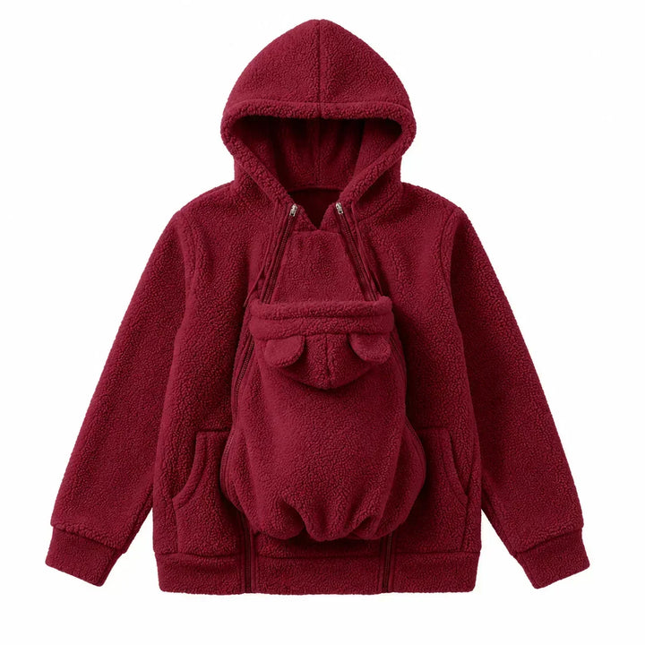 Myk fleece-hettegenser for babybæring med frontlomme