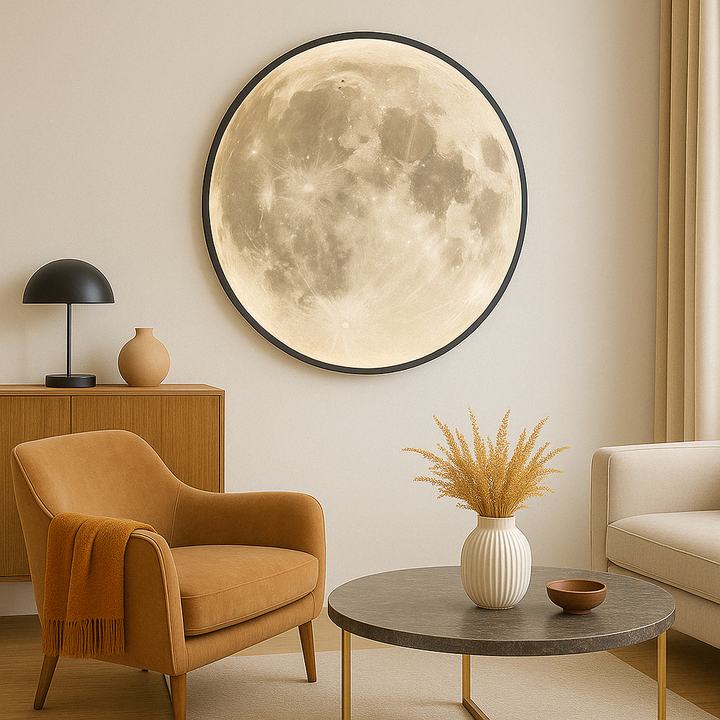 Lunara Moon Wall Light viser realistiske kraterdetaljer og et mykt LED-lys