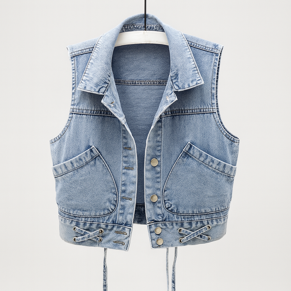 Ermeløs Kvinners Lettvekts Denim Vest