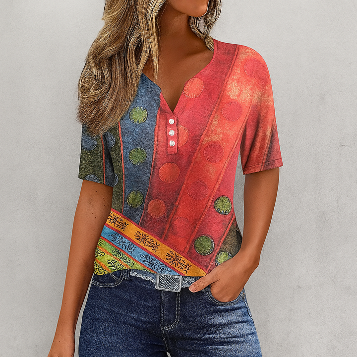 Myk Stripet V-hals T-skjorte