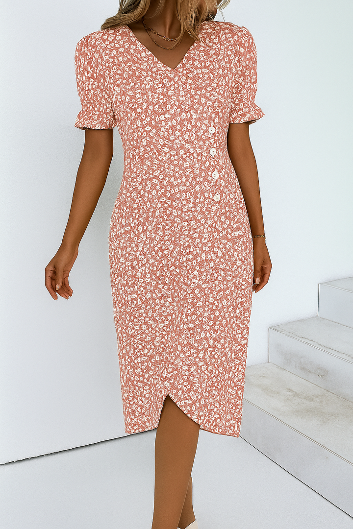 Kvinners Letvektig Bomullsblanding Maxikjole