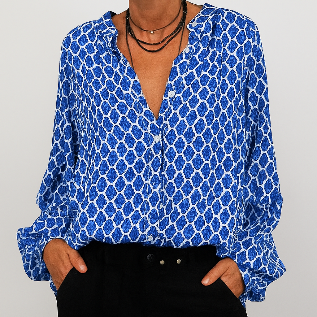 Trykt Elegant V-hals Bluse