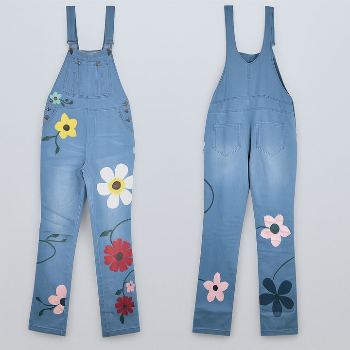Kvinnes blomstertrykt denim jumpsuit