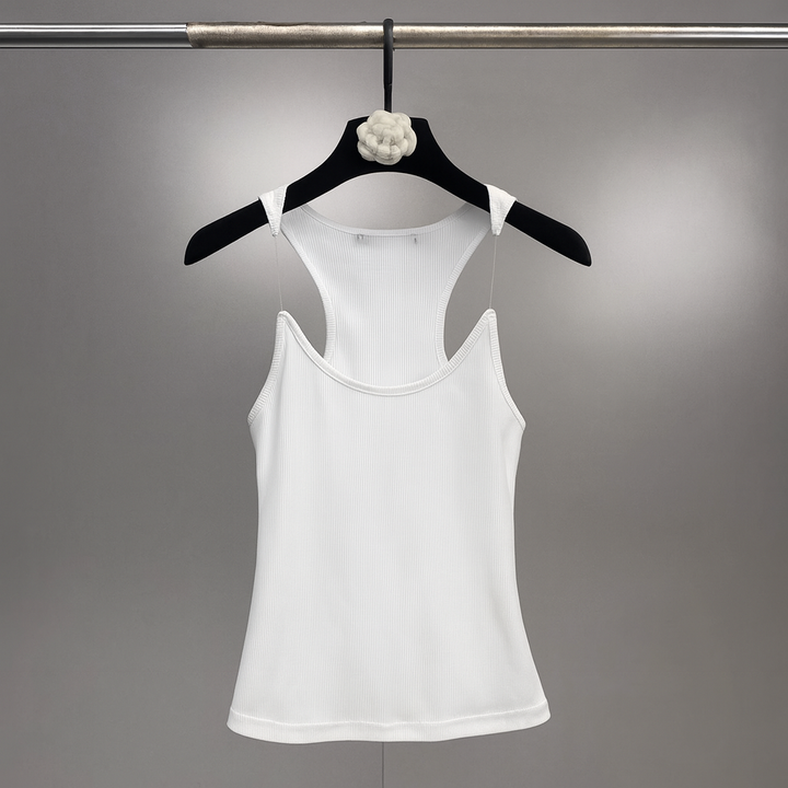 Kvinne Usynlig Stropp Ribbet Tank Top