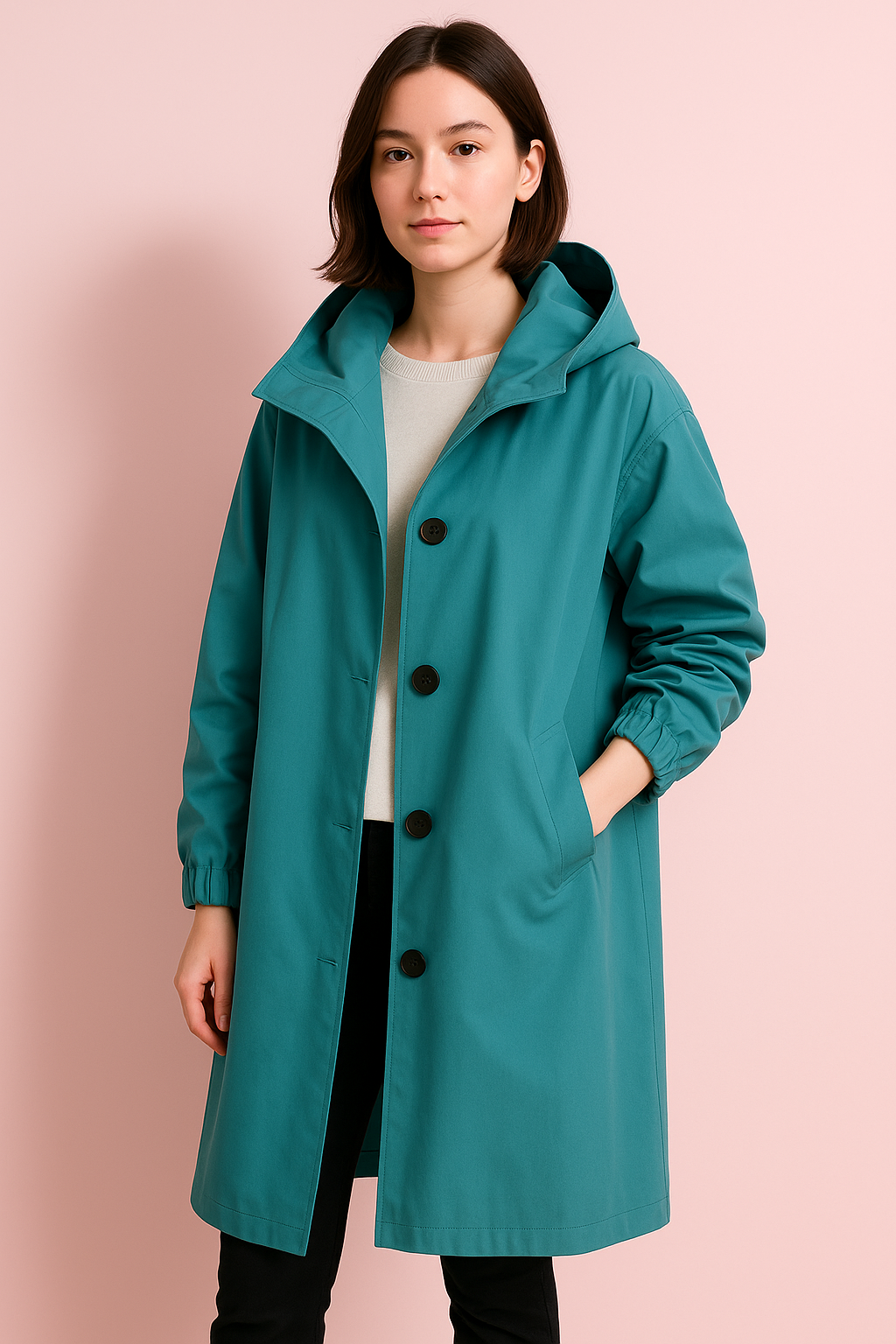 Lang trenchcoat med hette for kvinner – Ranya