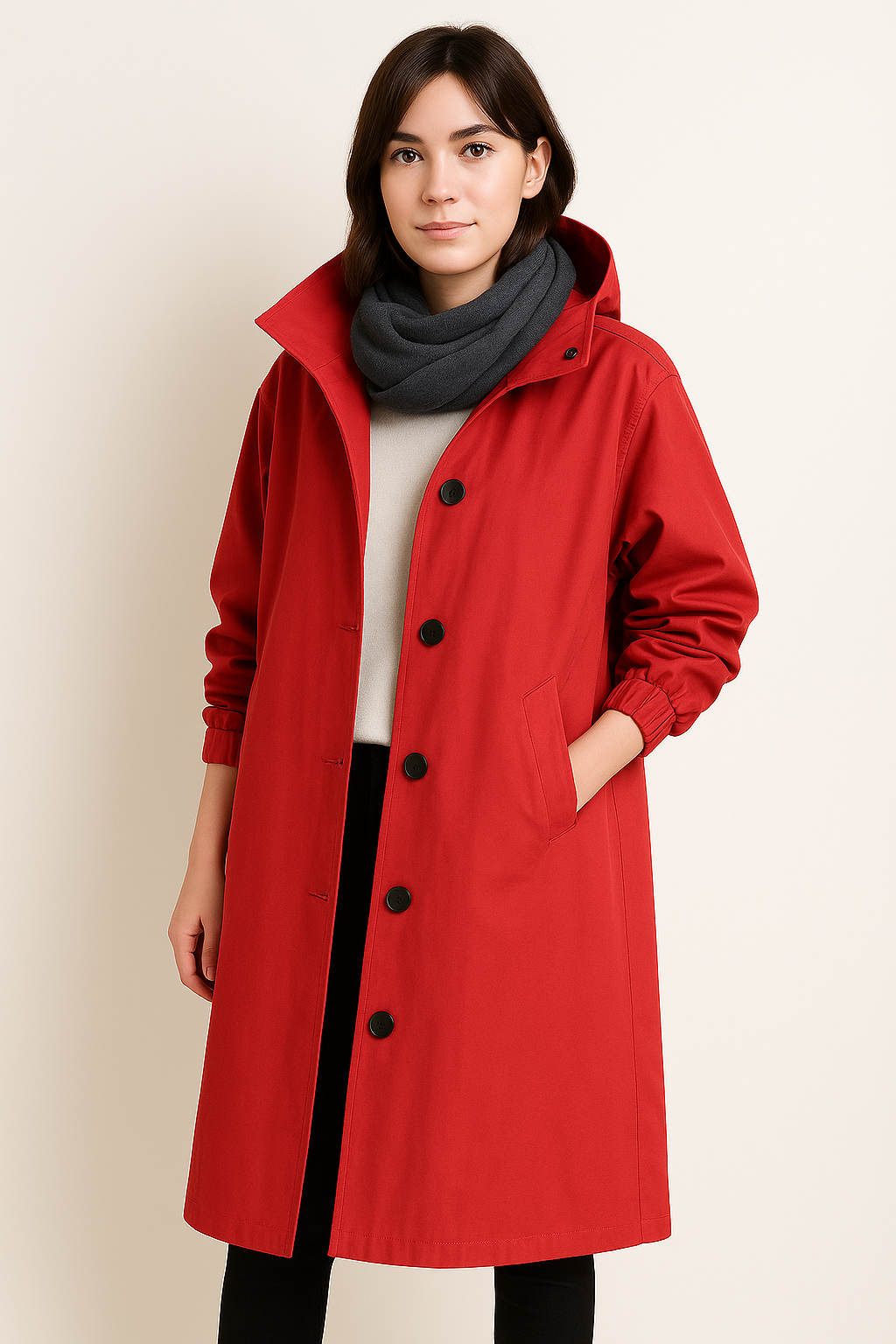 Lang trenchcoat med hette for kvinner – Ranya