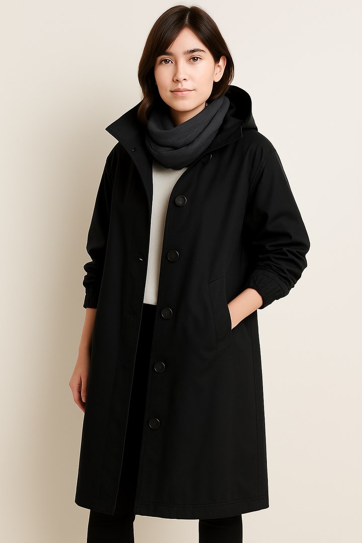 Lang trenchcoat med hette for kvinner – Ranya