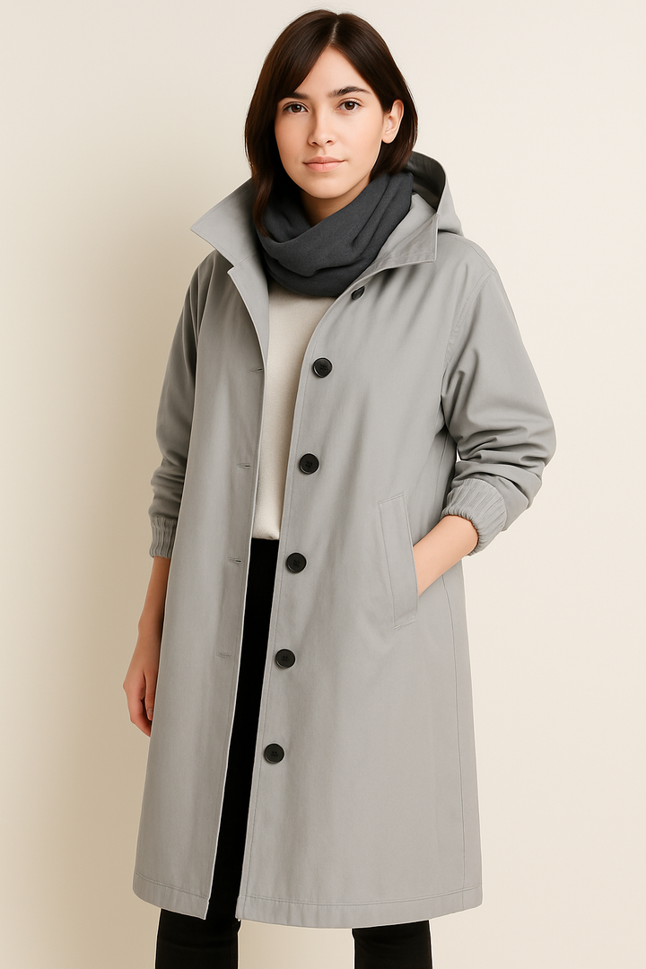 Lang trenchcoat med hette for kvinner – Ranya