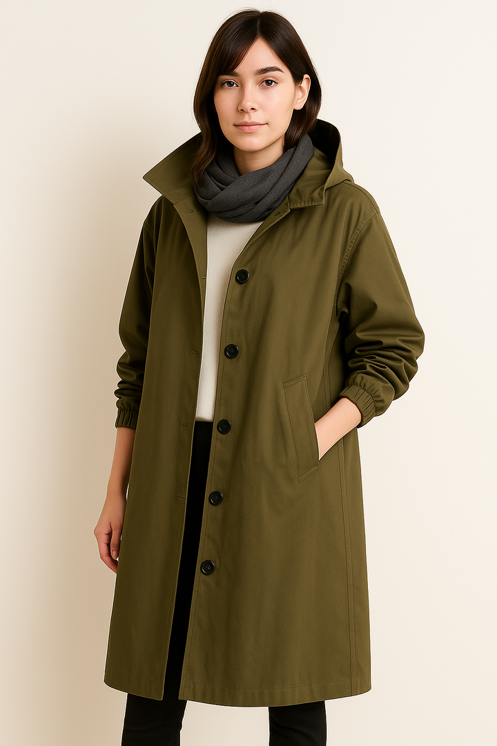 Lang trenchcoat med hette for kvinner – Ranya
